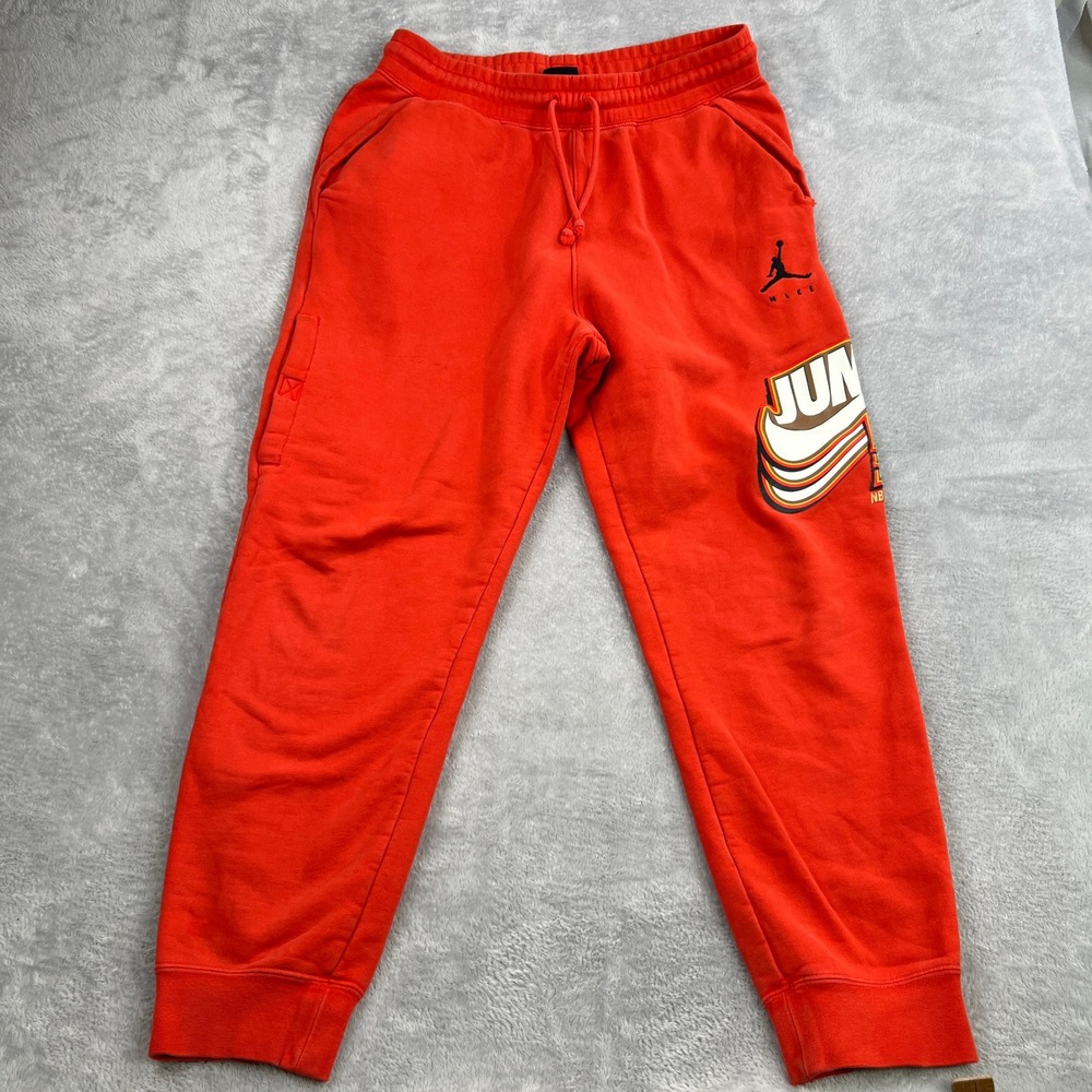 Jordan Jumpman Logo Fleece Jogger Sweatpants L Red Men Nike Athletic Streetwear